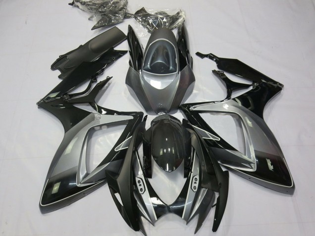 Lojas Carenagens Moto Suzuki GSXR 600 / GSXR 750 2006-2007 - Cinzento Preto Brilhante Listra