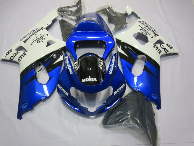 Lojas Carenagens Moto Suzuki GSXR 600 / GSXR 750 2001-2003 - Branco Azul Preto Brilhante