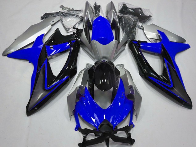 Lojas Carenagens Moto Suzuki GSXR 600 / GSXR 750 2008-2010 - Prata Azul Preto Brilhante