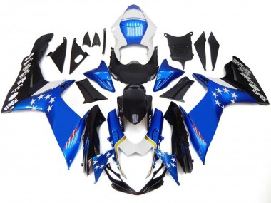 Lojas Carenagens Moto Suzuki GSXR 600 / GSXR 750 2011-2024 - Azul Estilo Vermelho Estrela