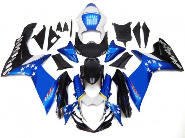 Lojas Carenagens Moto Suzuki GSXR 600 / GSXR 750 2011-2024 - Azul Estilo Vermelho Estrela