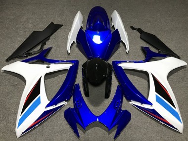 Lojas Kits Carenagem Moto Suzuki GSXR 600 / GSXR 750 2006-2007 - Branco Azul Preto Brilhante