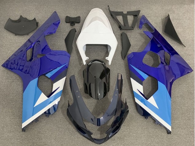 Lojas Carenagem Moto Suzuki GSXR 600 / GSXR 750 2004-2005 - Branco Azul Preto