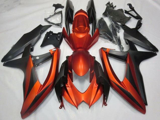 Lojas Carenagens Moto Suzuki GSXR 600 / GSXR 750 2008-2010 - Burnt Laranja Preto Fosco