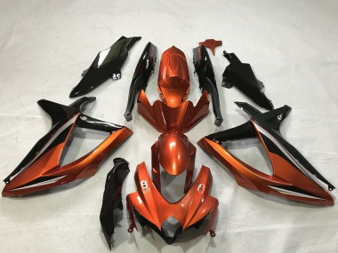 Lojas Carenagens Moto Suzuki GSXR 600 / GSXR 750 2008-2010 - Burnt Laranja Preto Brilhante