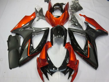 Lojas Carenagens Moto Suzuki GSXR 600 / GSXR 750 2006-2007 - Burnt Laranja Cinzento Preto Brilhante