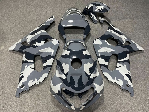 Lojas Carenagens Moto Suzuki GSXR 600 / GSXR 750 2001-2003 - Cinzento Preto Branco Camouflage