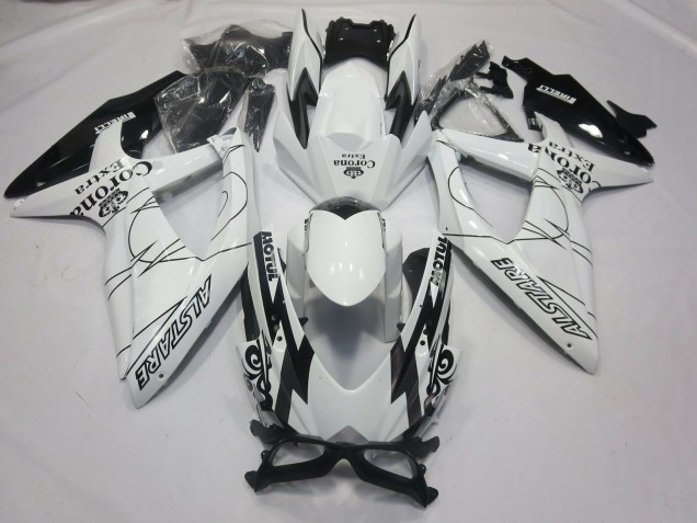 Lojas Carenagens Moto Suzuki GSXR 600 / GSXR 750 2008-2010 - Branco Preto Alstare Corona Motul