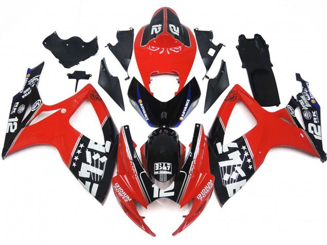 Lojas Carenagens Moto Suzuki GSXR 600 / GSXR 750 2006-2007 - Vermelho Preto Brilhante Branco