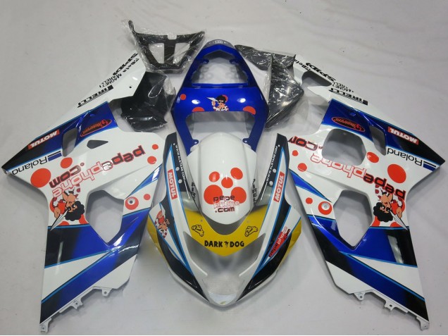 Lojas Carenagens Moto Suzuki GSXR 600 / GSXR 750 2004-2005 - Branco Azul Vermelho Amarelo Preto Dark Dog