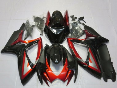 Lojas Carenagens Moto Suzuki GSXR 600 / GSXR 750 2006-2007 - Preto Brilhante Vermelho Prata