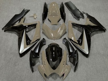 Lojas Carenagens Moto Suzuki GSXR 600 / GSXR 750 2006-2007 - Bronzeado do Deserto Prata Preto Brilhante OEM Estilo