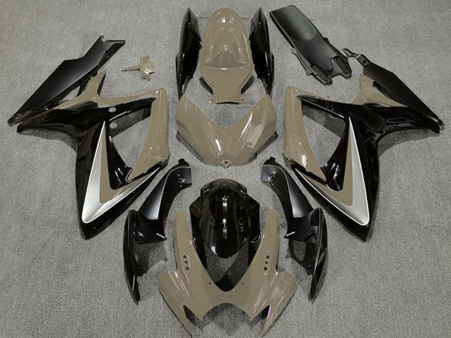 Lojas Carenagens Moto Suzuki GSXR 600 / GSXR 750 2006-2007 - Bronzeado do Deserto Prata Preto Brilhante OEM Estilo