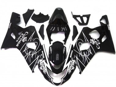 Lojas Carenagens Moto Suzuki GSXR 600 / GSXR 750 2004-2005 - Preto Brilhante Branco Corona Estilo
