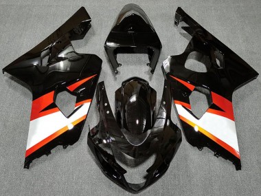 Lojas Carenagens Moto Suzuki GSXR 600 / GSXR 750 2004-2005 - Preto Brilhante Laranja Branco