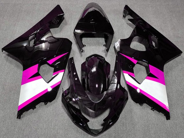 Lojas Carenagens Moto Suzuki GSXR 600 / GSXR 750 2004-2005 - Preto Brilhante Rosa Branco