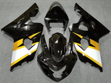Lojas Carenagens Moto Suzuki GSXR 600 / GSXR 750 2004-2005 - Preto Brilhante Amarelo Branco