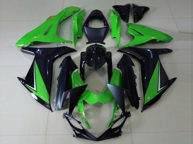Lojas Carenagens Moto Suzuki GSXR 600 / GSXR 750 2011-2024 - Verde Preto Brilhante Preto Fosco