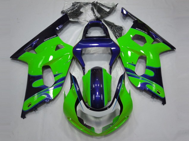 Lojas Carenagens Moto Suzuki GSXR 600 / GSXR 750 2001-2003 - Verde Azul Preto