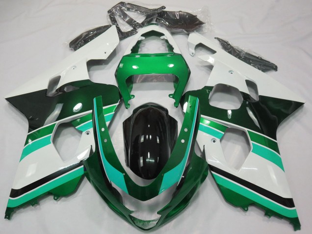 Lojas Carenagens Moto Suzuki GSXR 600 / GSXR 750 2004-2005 - Verde Brilhante Verde Branco