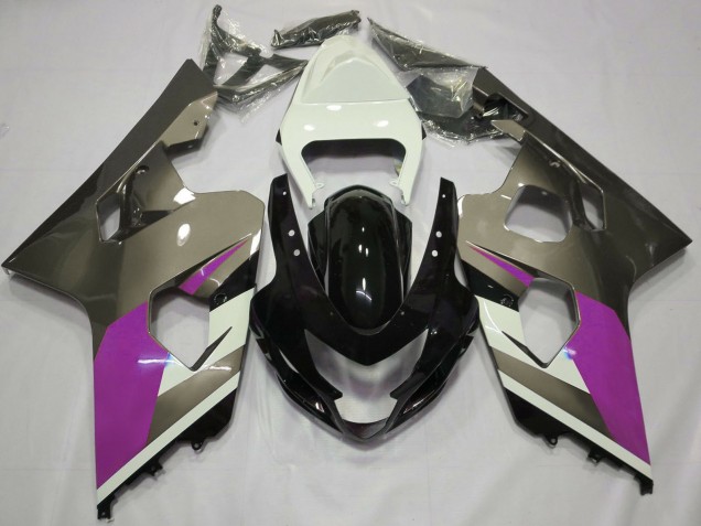 Lojas Carenagens Moto Suzuki GSXR 600 / GSXR 750 2004-2005 - Branco Rosa Cinzento Preto Brilhante