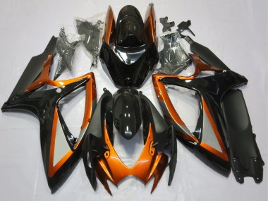 Lojas Carenagens Moto Suzuki GSXR 600 / GSXR 750 2006-2007 - Laranja Preto Brilhante Preto Fosco