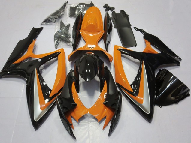 Lojas Carenagem Moto Suzuki GSXR 600 / GSXR 750 2006-2007 - Laranja Preto Brilhante