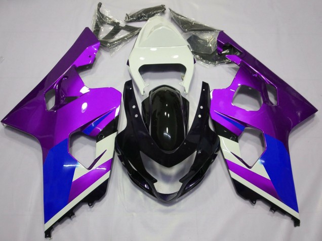 Lojas Carenagens Moto Suzuki GSXR 600 / GSXR 750 2004-2005 - Branco Roxo Azul Preto Brilhante