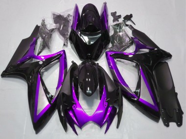 Lojas Carenagens Moto Suzuki GSXR 600 / GSXR 750 2006-2007 - Roxo Preto Brilhante Preto Fosco