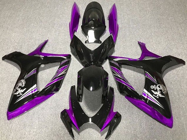 Lojas Carenagem Moto Suzuki GSXR 600 / GSXR 750 2006-2007 - Roxo Preto Brilhante