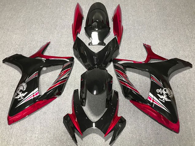 Lojas Carenagem Moto Suzuki GSXR 600 / GSXR 750 2006-2007 - Vermelho Preto Brilhante