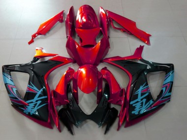 Lojas Carenagens Moto Suzuki GSXR 600 / GSXR 750 2006-2007 - Vermelho Preto Azul Claro