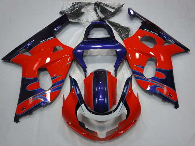 Lojas Carenagens Moto Suzuki GSXR 600 / GSXR 750 2001-2003 - Vermelho Azul Preto Brilhante