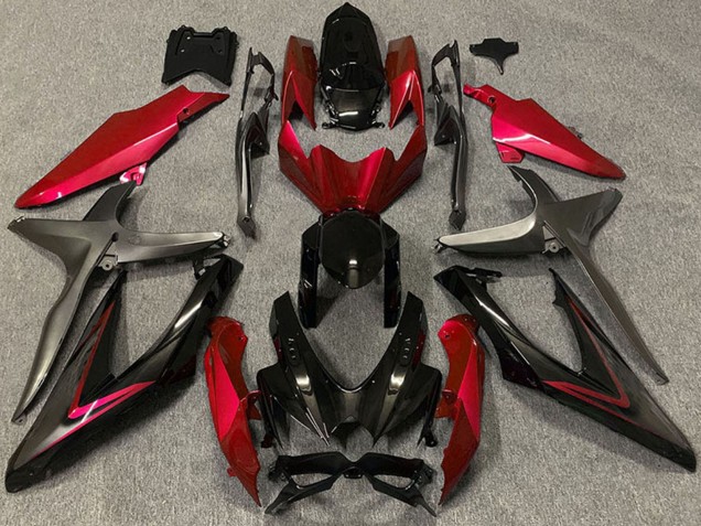 Lojas Carenagens Moto Suzuki GSXR 600 / GSXR 750 2008-2010 - Vermelho Preto Brilhante Preto Fosco