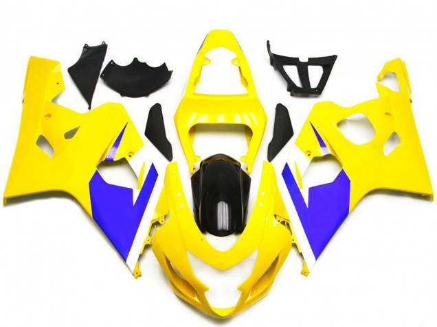 Lojas Carenagens Moto Suzuki GSXR 600 / GSXR 750 2004-2005 - Amarelo Azul Branco Preto Brilhante