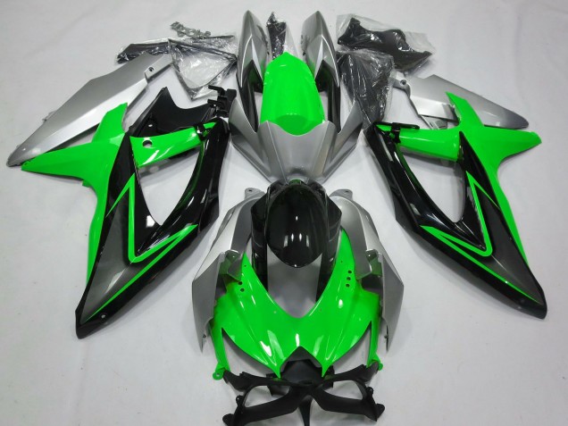 Lojas Carenagens Moto Suzuki GSXR 600 / GSXR 750 2008-2010 - Prata Verde Cinzento Preto