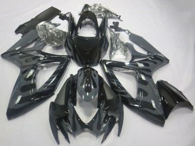 Lojas Carenagens Moto Suzuki GSXR 600 / GSXR 750 2006-2007 - Cinzento Preto Chama