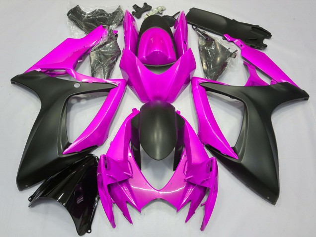 Lojas Carenagem Moto Suzuki GSXR 600 / GSXR 750 2006-2007 - Rosa Preto Fosco