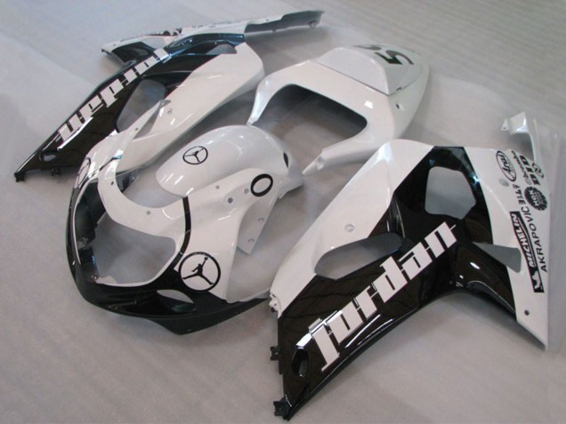 Lojas Carenagens Moto Suzuki GSXR 600 / GSXR 750 2001-2003 - Branco Preto Brilhante Jordan Michelin
