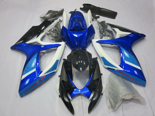 Lojas Carenagem Moto Suzuki GSXR 600 / GSXR 750 2006-2007 - Branco Azul Preto Brilhante