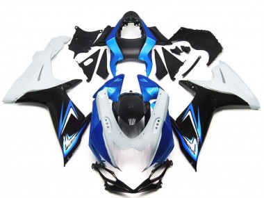 Lojas Carenagens Moto Suzuki GSXR 600 / GSXR 750 2011-2024 - Branco Azul Claro Preto Brilhante