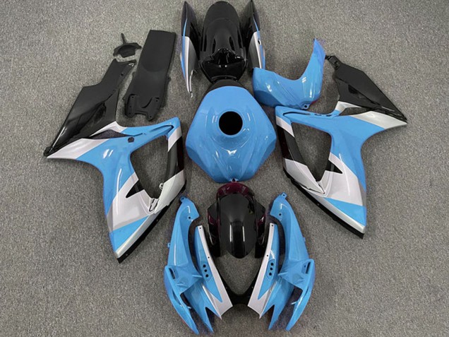 Lojas Carenagens Moto Suzuki GSXR 600 / GSXR 750 2006-2007 - Azul Claro Branco Preto Brilhante