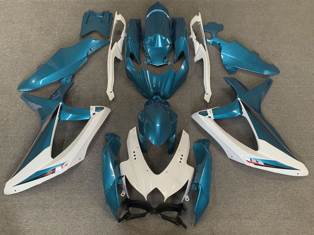 Lojas Carenagens Moto Suzuki GSXR 600 / GSXR 750 2008-2010 - Branco Azul Claro OEM Estilo