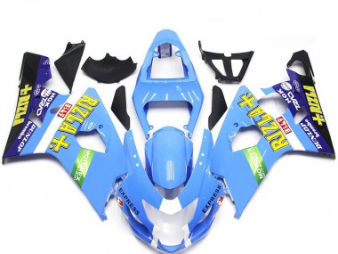 Lojas Carenagens Moto Suzuki GSXR 600 / GSXR 750 2004-2005 - Azul Claro Verde Amarelo Rizla Estilo