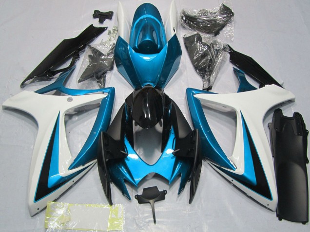 Lojas Carenagens Moto Suzuki GSXR 600 / GSXR 750 2006-2007 - Branco Azul Preto Brilhante