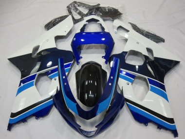 Lojas Carenagens Moto Suzuki GSXR 600 / GSXR 750 2004-2005 - Branco Azul Preto Brilhante