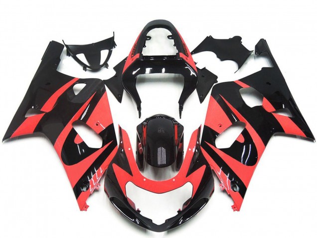 Lojas Carenagens Moto Suzuki GSXR 600 / GSXR 750 2001-2003 - Light Vermelho Preto Brilhante OEM Estilo