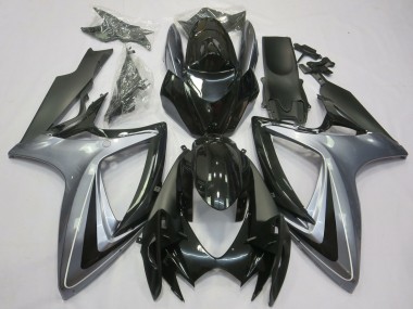Lojas Carenagens Moto Suzuki GSXR 600 / GSXR 750 2006-2007 - Prata Preto Brilhante Preto Fosco