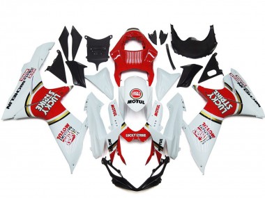 Lojas Carenagens Moto Suzuki GSXR 600 / GSXR 750 2011-2024 - Branco Vermelho Motul Lucky Strike