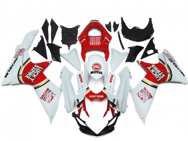 Lojas Carenagens Moto Suzuki GSXR 600 / GSXR 750 2011-2024 - Branco Vermelho Motul Lucky Strike